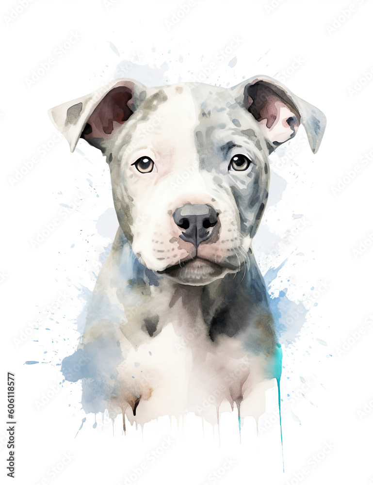 Pit Bull Puppy, Pastel Colors, Dog, Wall Art, Adorable, Cute. Generative AI Pit Bull Puppy, Pastel Colors, Dog, Wall Art, Adorable, Cute. Generative AI