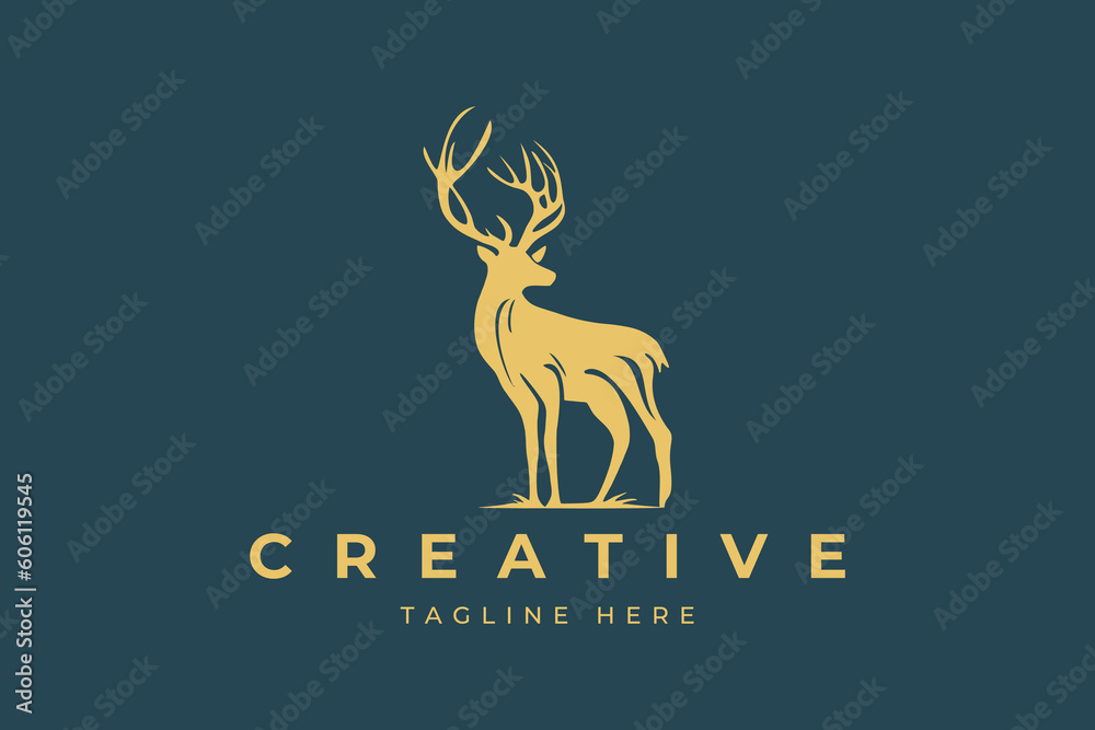 Deer Head Logo Design. Deer Logo Vector illustration. Stylized geometric shape deer logotype.