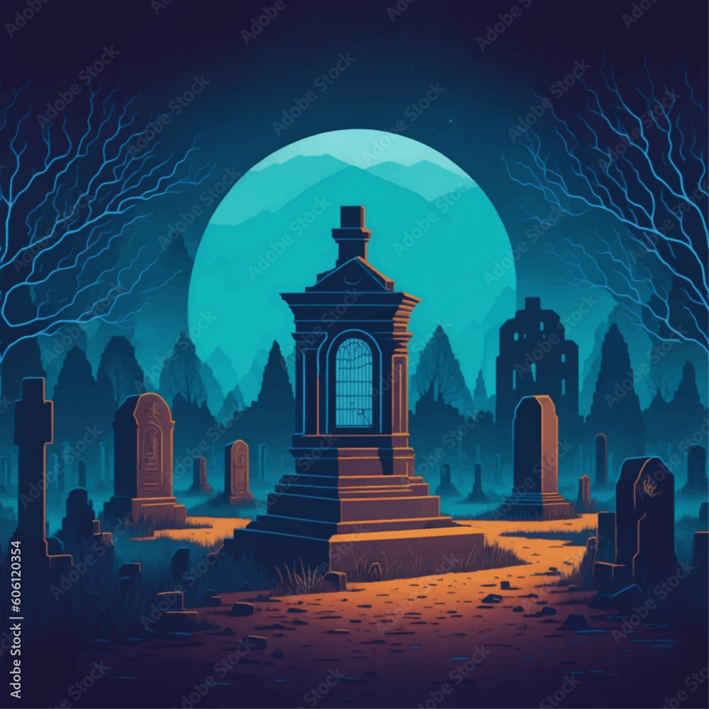 cemetery at night