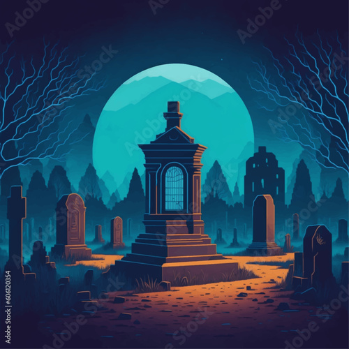 Obraz na płótnie cemetery at night w salonie