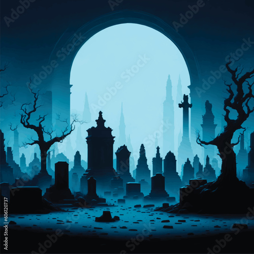 halloween background with cemetery
