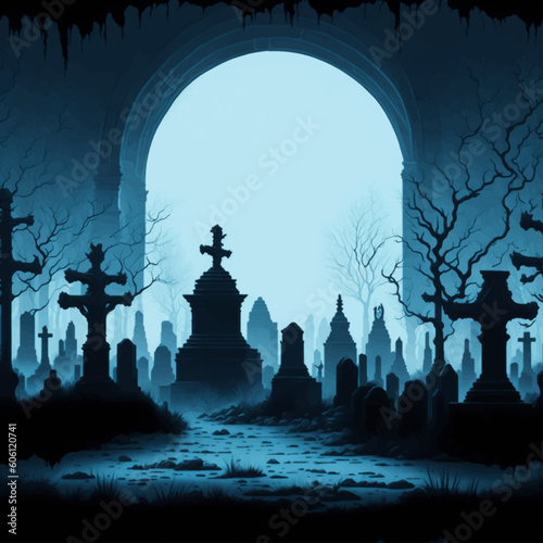 Obraz na płótnie cemetery in the night w salonie
