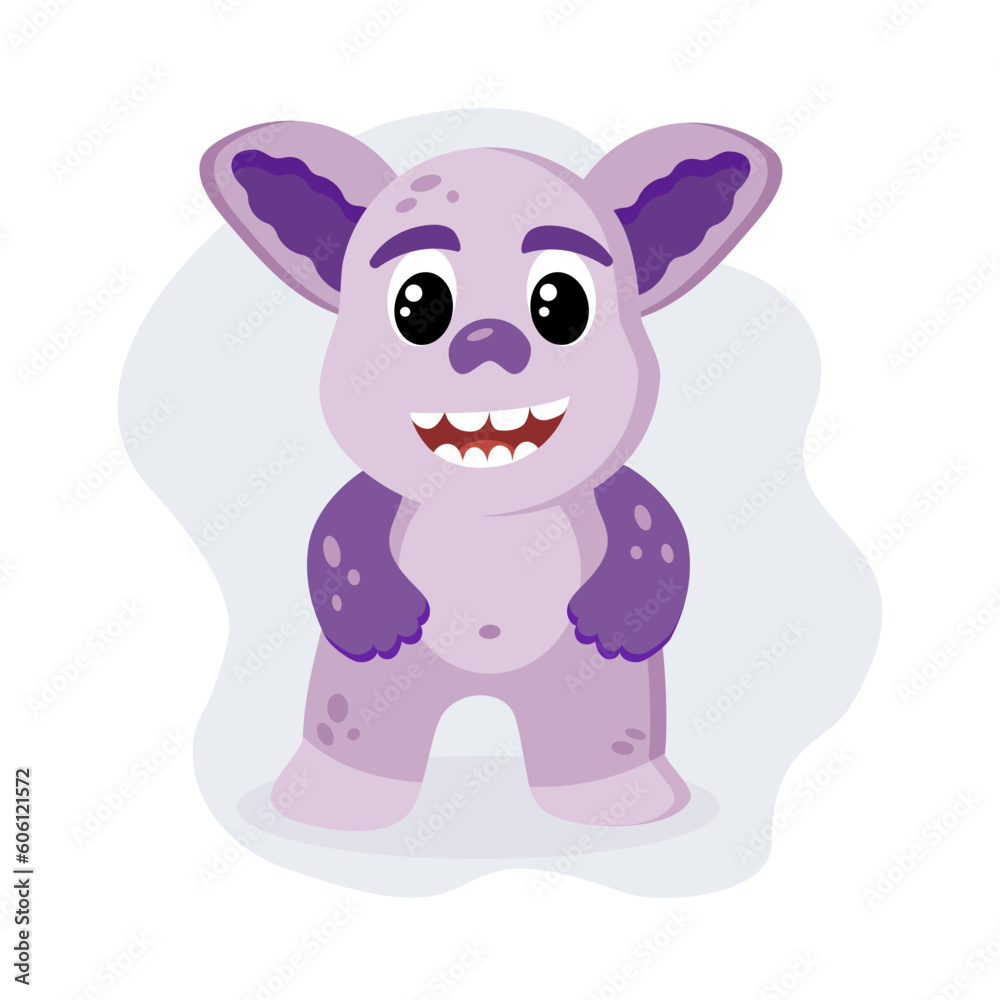 Fototapeta premium Cute purple color monster character, vector illustration