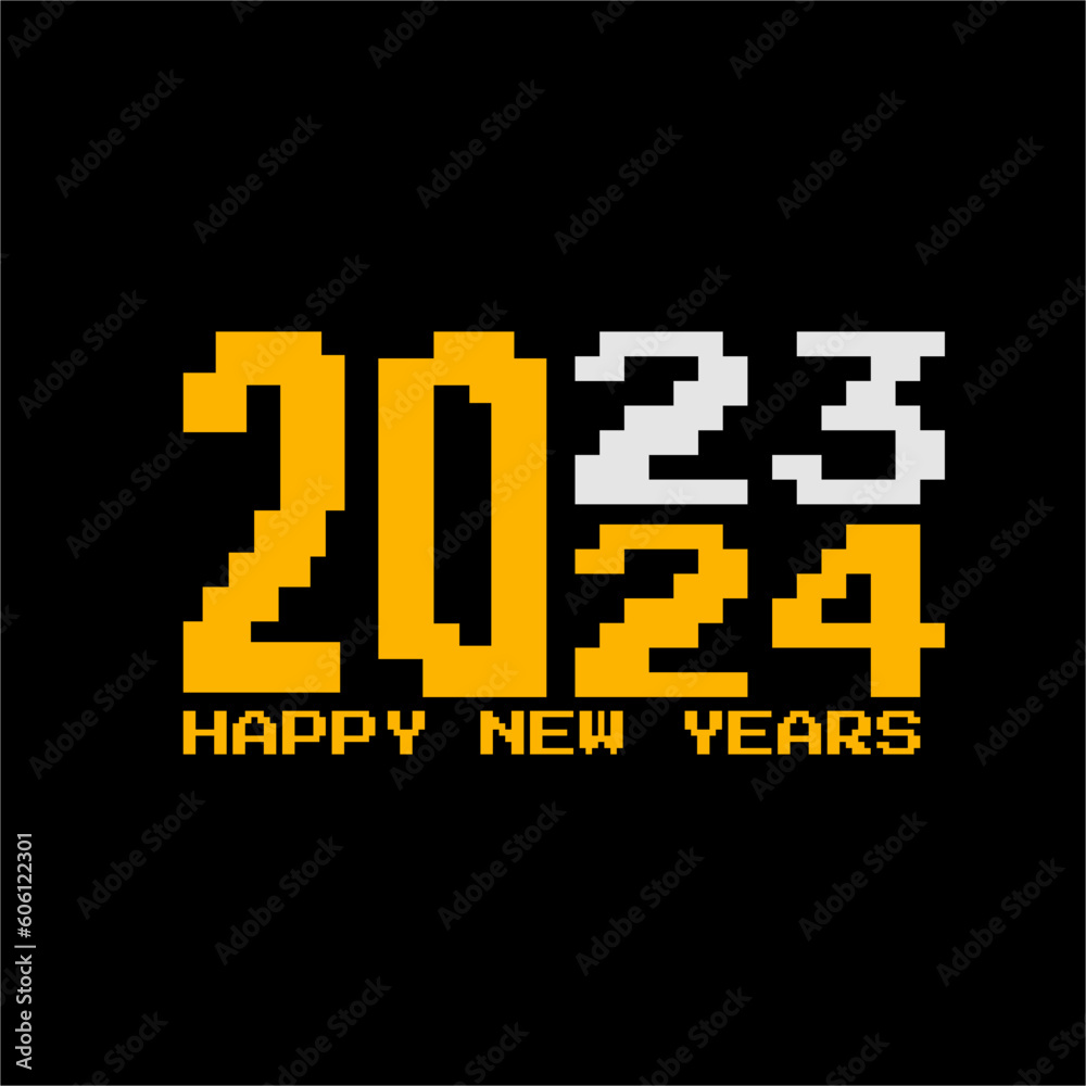Happy new year 2024 vector logo design.