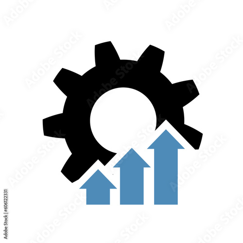 Operational excellence icon in flat style. Production growth symbol in black. Operation or process sign on white background. Vector illustration for graphic design, Web, UI, mobile app.