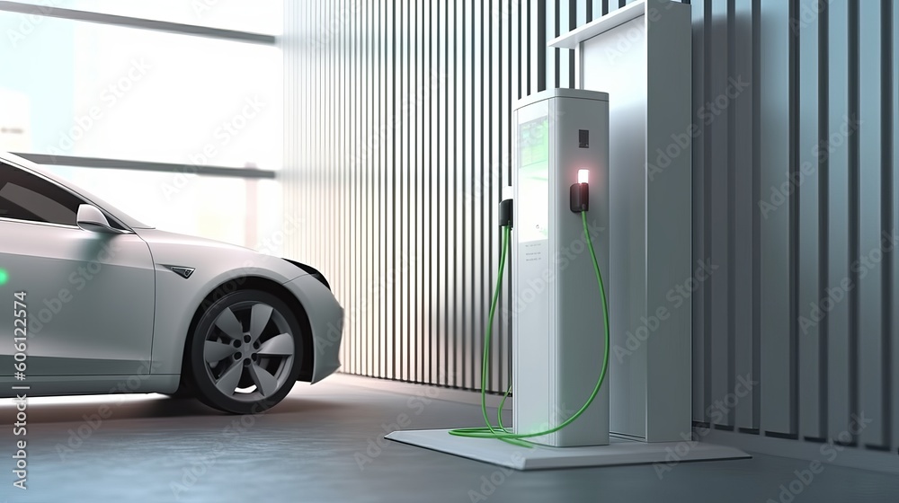 power supply for electric car charging. electric car charging station. 3d rendering generative ai power supply for electric car charging. electric car charging station. 3d rendering generative ai