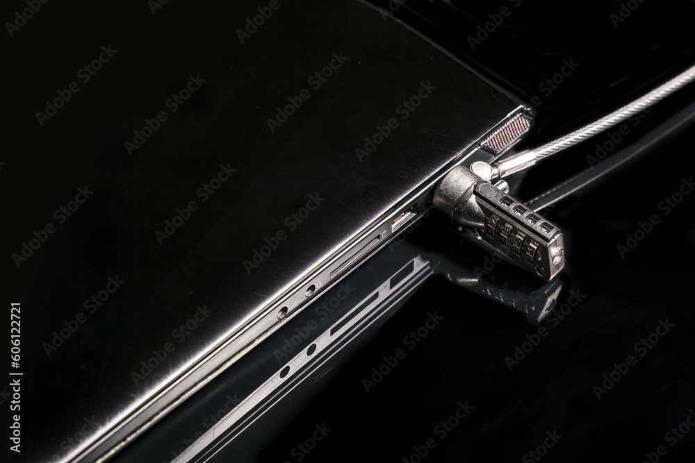 locked laptop. Security concept of the information digital age. locked laptop. Security concept of the information digital age.