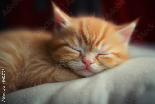 Red Kitten Sleeping Peacefully