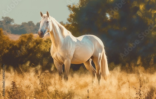 white horse in natural environment