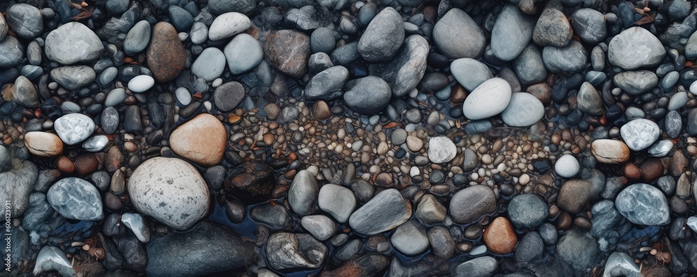 a top view of multi-colored river stones in a horizontal format, product backdrop, and Abtract-themed, photorealistic illustrations in JPG. Generative AI a top view of multi-colored river stones in a horizontal format, product backdrop, and Abtract-themed, photorealistic illustrations in JPG. Generative AI