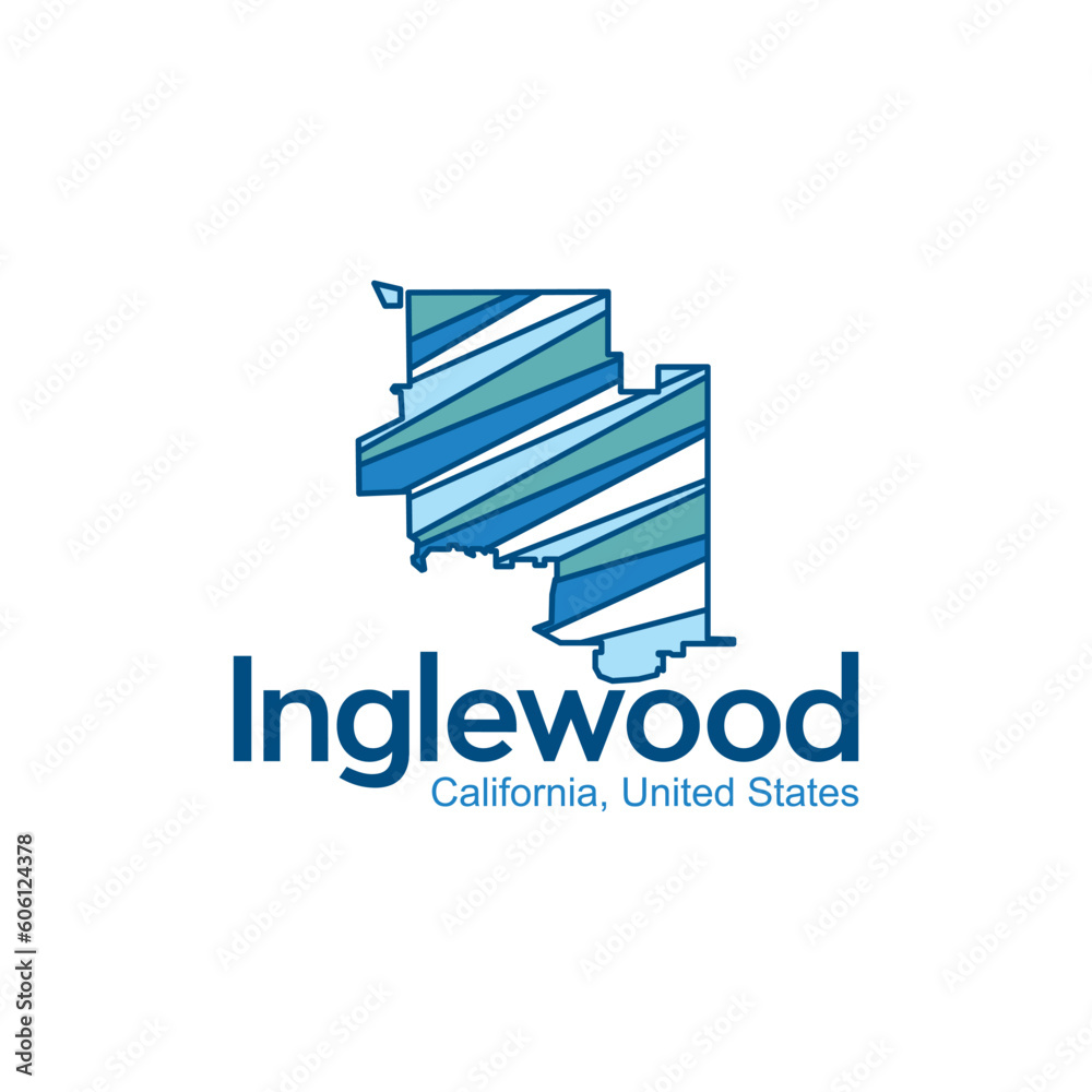 Map Of Inglewood California City Geometric Modern Logo - obrazy, fototapety, plakaty 