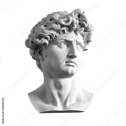 Gypsum statue statue plaster copy isolated on white and transparent background. Ancient Greek sculpture