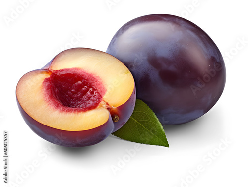 Fototapeta Plums isolated on white and transparent background