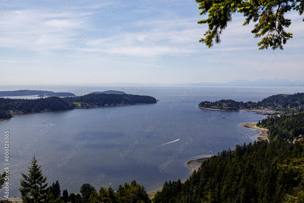 Gibsons and Keats Island from Soames Hill on the Sunshine Coast-  BC Canada travel and tourism