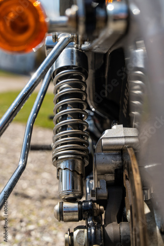 Closeup parts of a motorbike