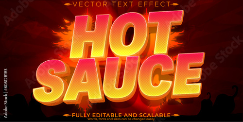 Hot sauce pepper text effect, editable mexican food fire text style