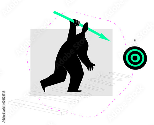 determination to achieve a goal, focus on results, a person goes to the target