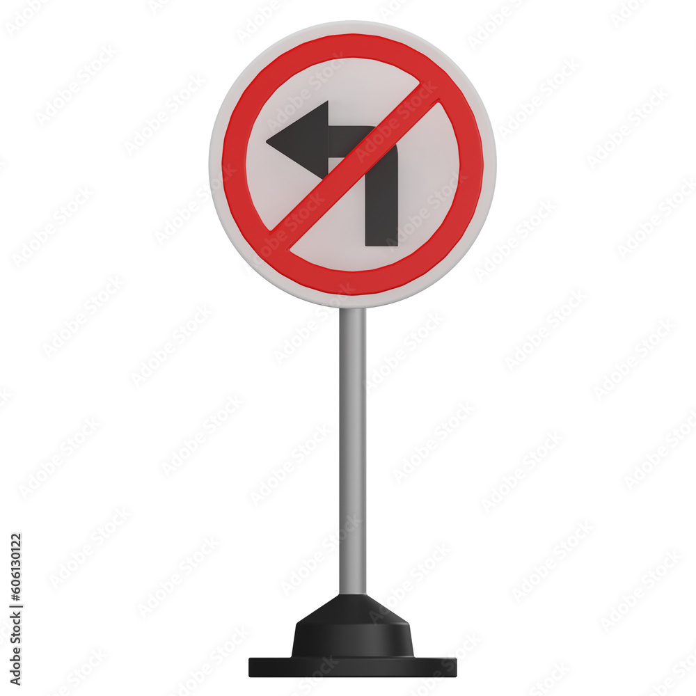 no turning sign left white background (PNG) no turning sign left white background (PNG)