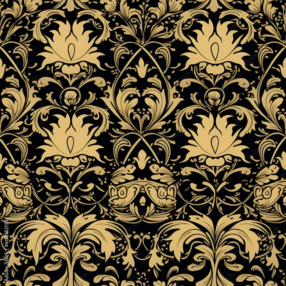 Seamless pattern with decorative flowers and plants. AI generated Seamless pattern with decorative flowers and plants. AI generated