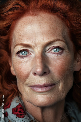 Beautiful redhead mature woman - generative AI, AI generated