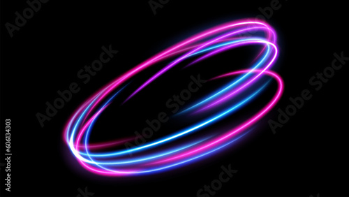 Abstract Ring Light Effect Isolated On Dark Background, Vector Illustration