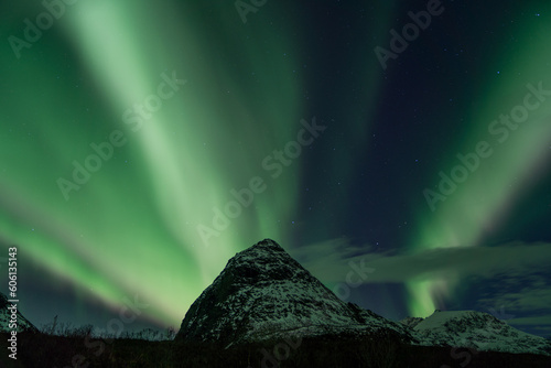 Northern lights and a mountain
