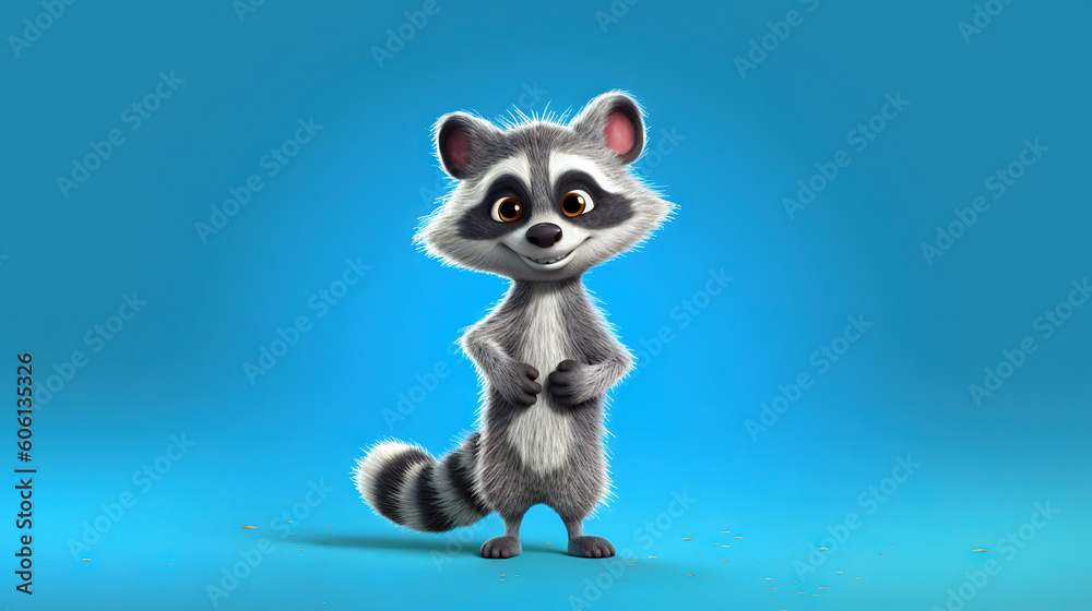 Adorable cartoon raccoon illustration - generative AI, AI generated Adorable cartoon raccoon illustration - generative AI, AI generated