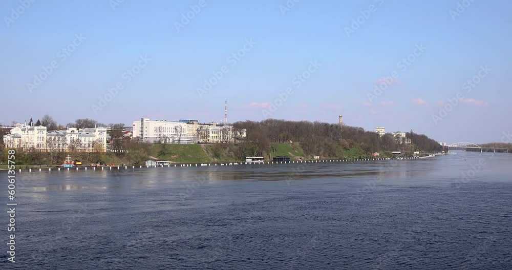 Landscape with river, forest and embankment in the city in spring. Flood and flood of river water in spring. Rivers of Belarus. the city of Gomel. Europe. Landscape with river, forest and embankment in the city in spring. Flood and flood of river water in spring. Rivers of Belarus. the city of Gomel. Europe.
