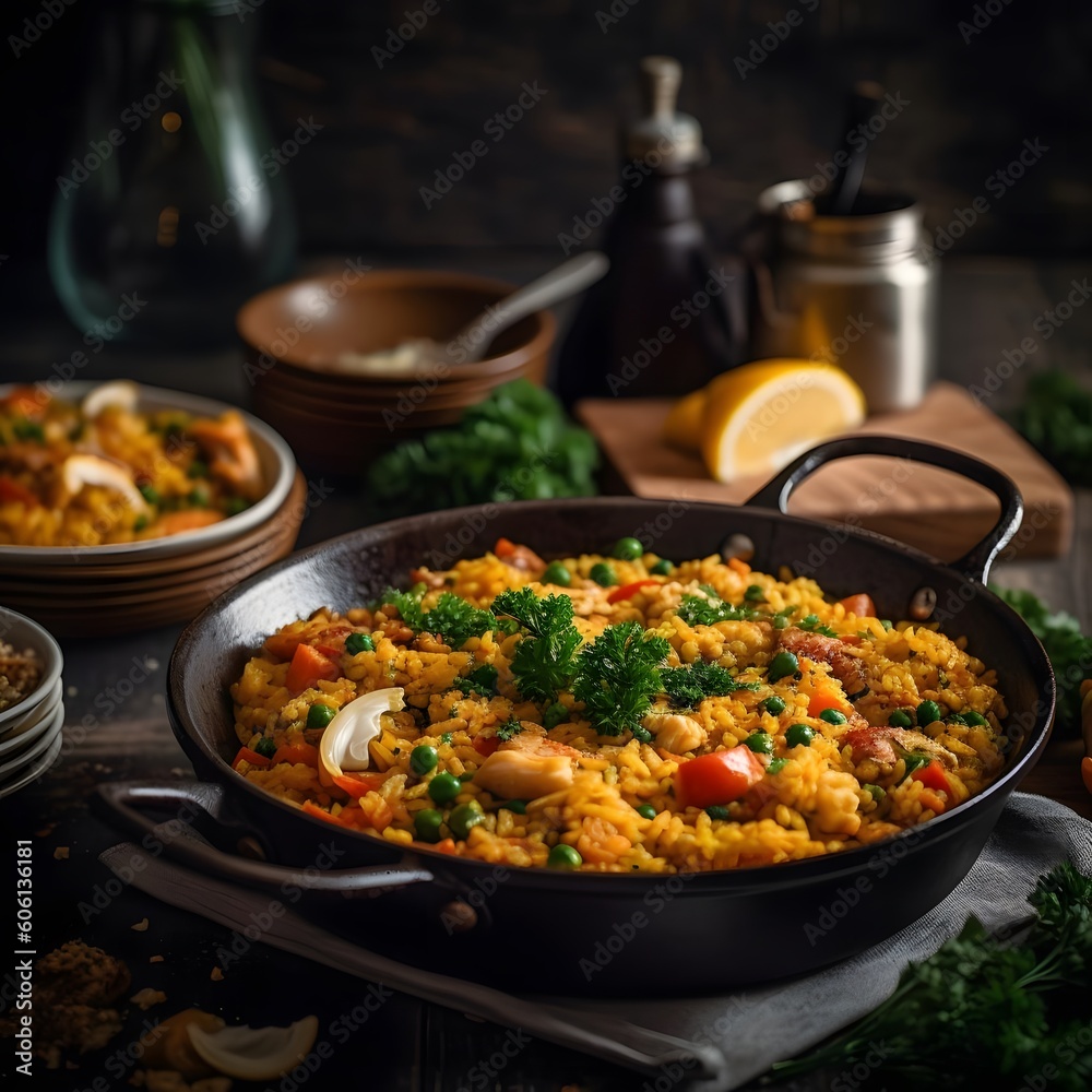 A flavor-packed plate of Spanish paella A flavor-packed plate of Spanish paella