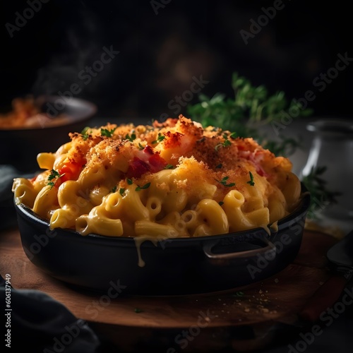 A Side Angle Shot of Delicious Lobster Mac and Cheese