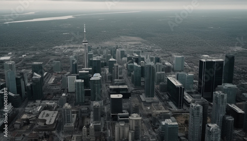Modern skyscrapers define the urban skyline landscape generated by AI