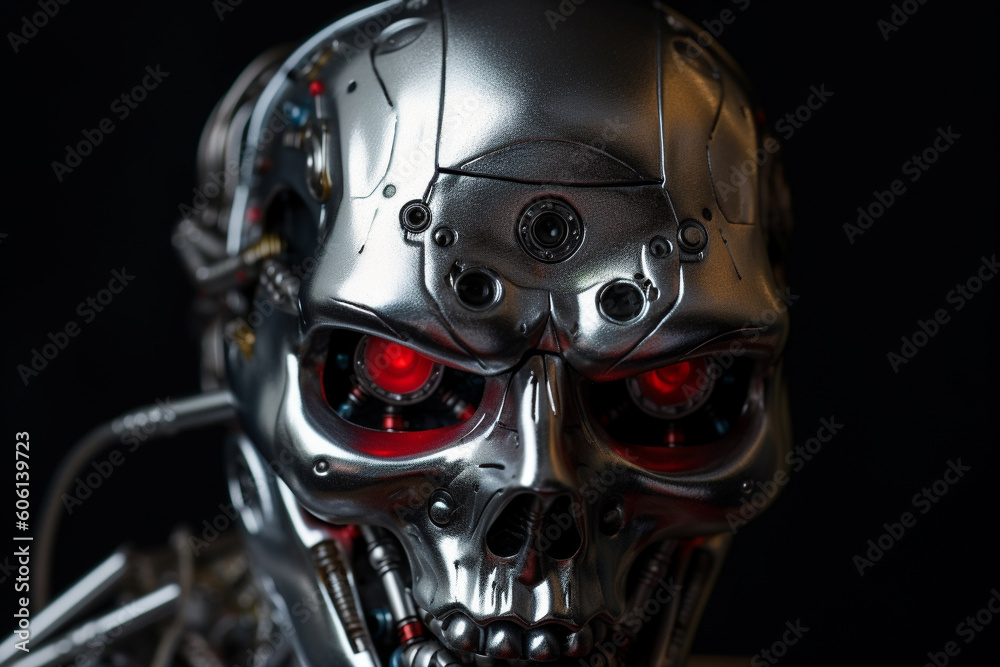 Android scary robot made of metal. Ai generated Android scary robot made of metal. Ai generated