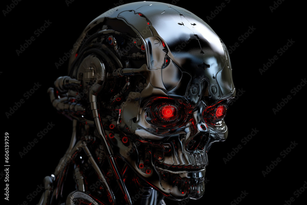 Android scary robot made of metal. Ai generated Android scary robot made of metal. Ai generated