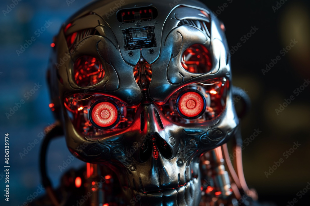 Android scary robot made of metal. Ai generated Android scary robot made of metal. Ai generated