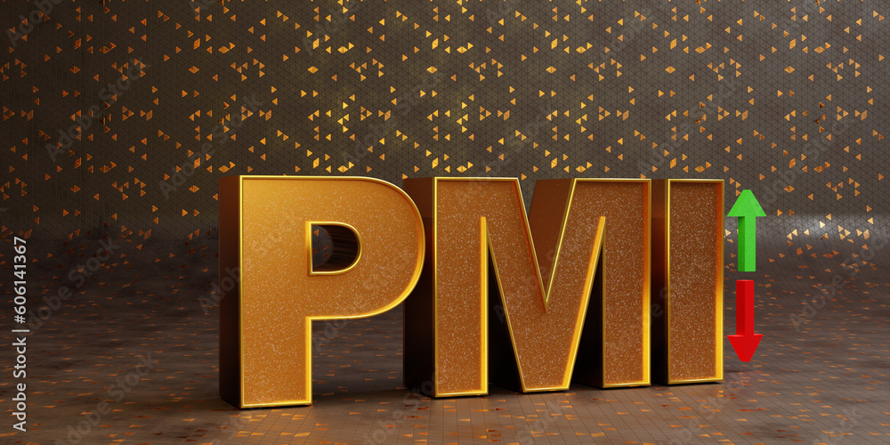 Purchasing Managers Indexes - pmi sign in gold letters on the ...