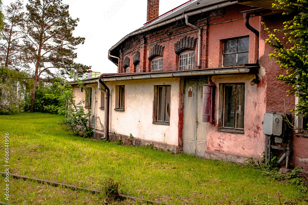 abandoned house in the village, 
old building,railway station 