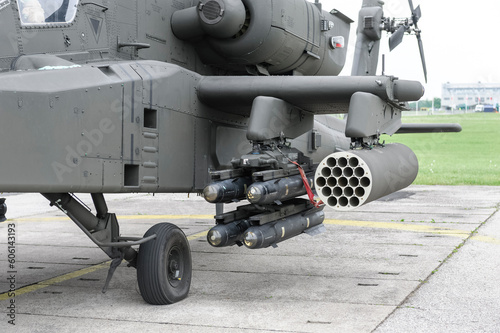 hellfire missiles and empty unguided missile launcher photo