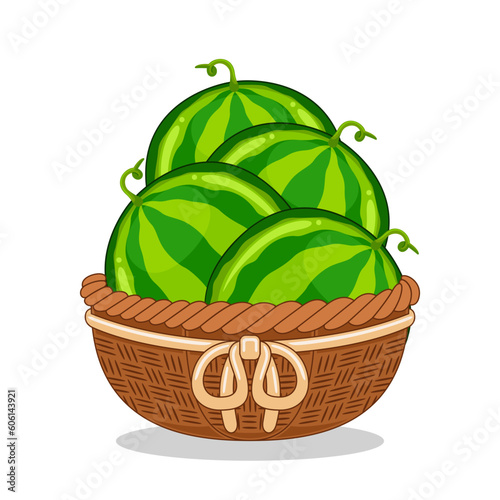 watermelon fruit in basket vector illustration photo