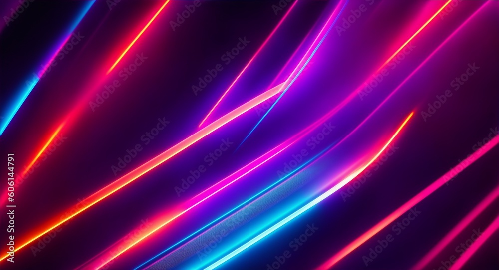 Beautiful neon lights abstract on dark background, generative ai