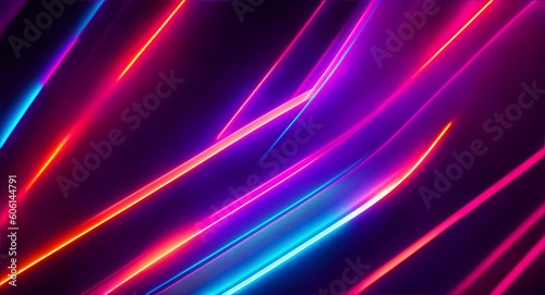 Beautiful neon lights abstract on dark background, generative ai