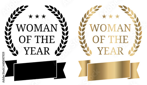 Signet Woman of the year Gold und Schwarzweiß