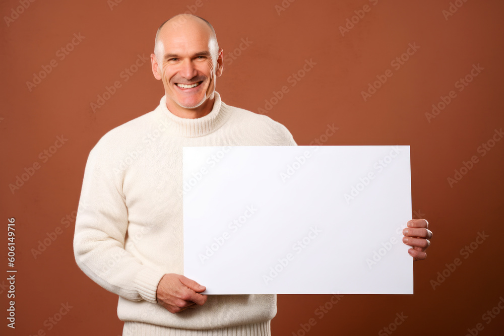 Portrait of a smiling senior man holding a blank sheet of paper Portrait of a smiling senior man holding a blank sheet of paper