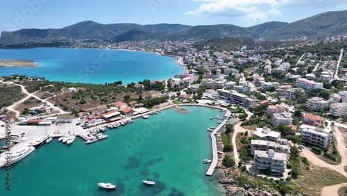 Aerial view of the village Porto Rafti, east of Athens, Greece, popular destination for tourists and weekenders photo