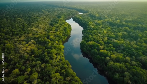 Drone captures tranquil beauty of rural landscape generated by AI