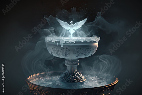 Baptismal font, christian background, generative ai