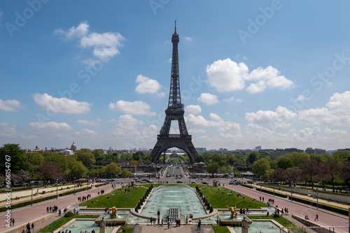 Paris Eiffel Tower and Trocadero garden in Paris, France. Eiffel Tower is one of the most famous landmarks of Paris © Andreas