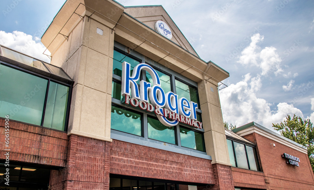 Kroger Grocery Store Exterior Sign Over Entrance Stock Photo Adobe Stock Kroger Grocery Store Exterior Sign Over Entrance Stock Photo Adobe Stock