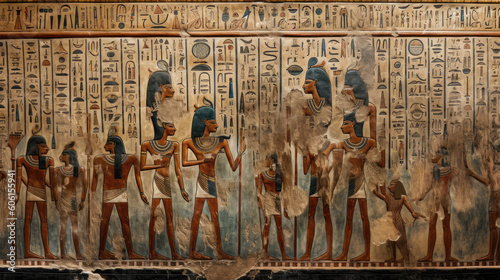 ancient egyptian hieroglyphics wall - by generative ai