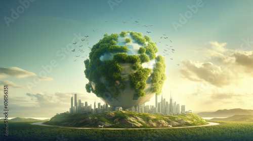 green world ecology concept art environment ecosystem biome - by generative ai