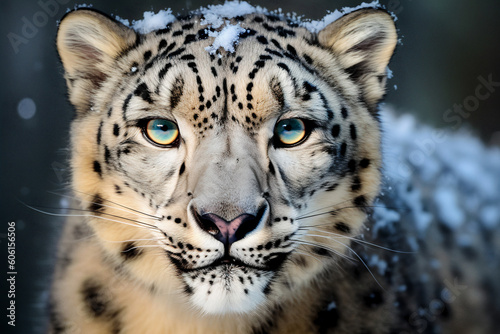 Snow Leopard Close-Up Portrait Generated With Ai